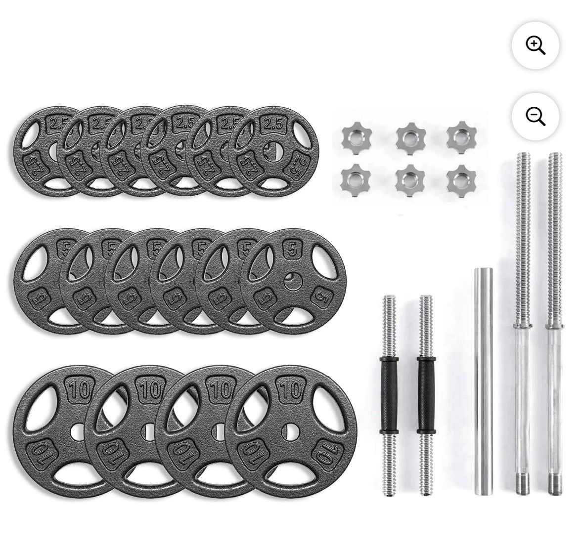 Athletic Works 100LB Black Cast Iron Standard Weight Plate Sets, Used as Both Dumbbell and Barbell,1-inch Holes Fit Standard Sized Bar