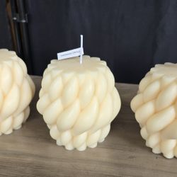 3 pcs knot ball candle large handmade aesthetic candle pillar scented soy wax decorative candles for home decor candle white elegant spiral twir