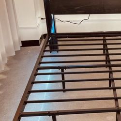 Full Size Floating Bed Frame w/ LED Lights & Outlet – 85” – Black – New