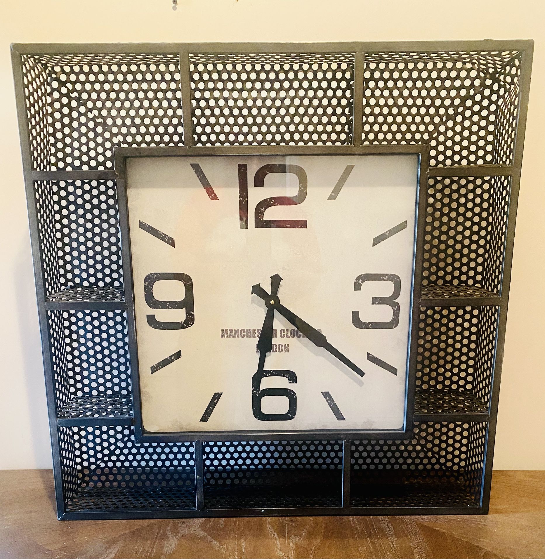 Metal Wall Clock With Shelf’s 28”x28”