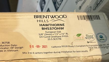 Brentwood Hills Hawthorne Engineered Hardwood Flooring – 12 Boxes (282 sq. ft.) – New