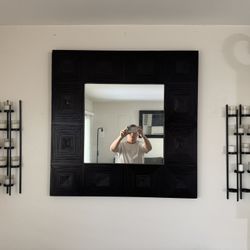 Accent Mirror And Candle Holder Set