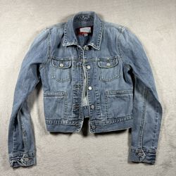Abercrombie & Fitch light wash distressed jean jacket Women Size Small #2803
