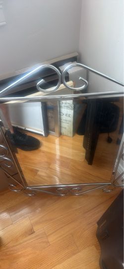 Decorative Silver Metal Scroll Wall Mirror – 29” x 23”