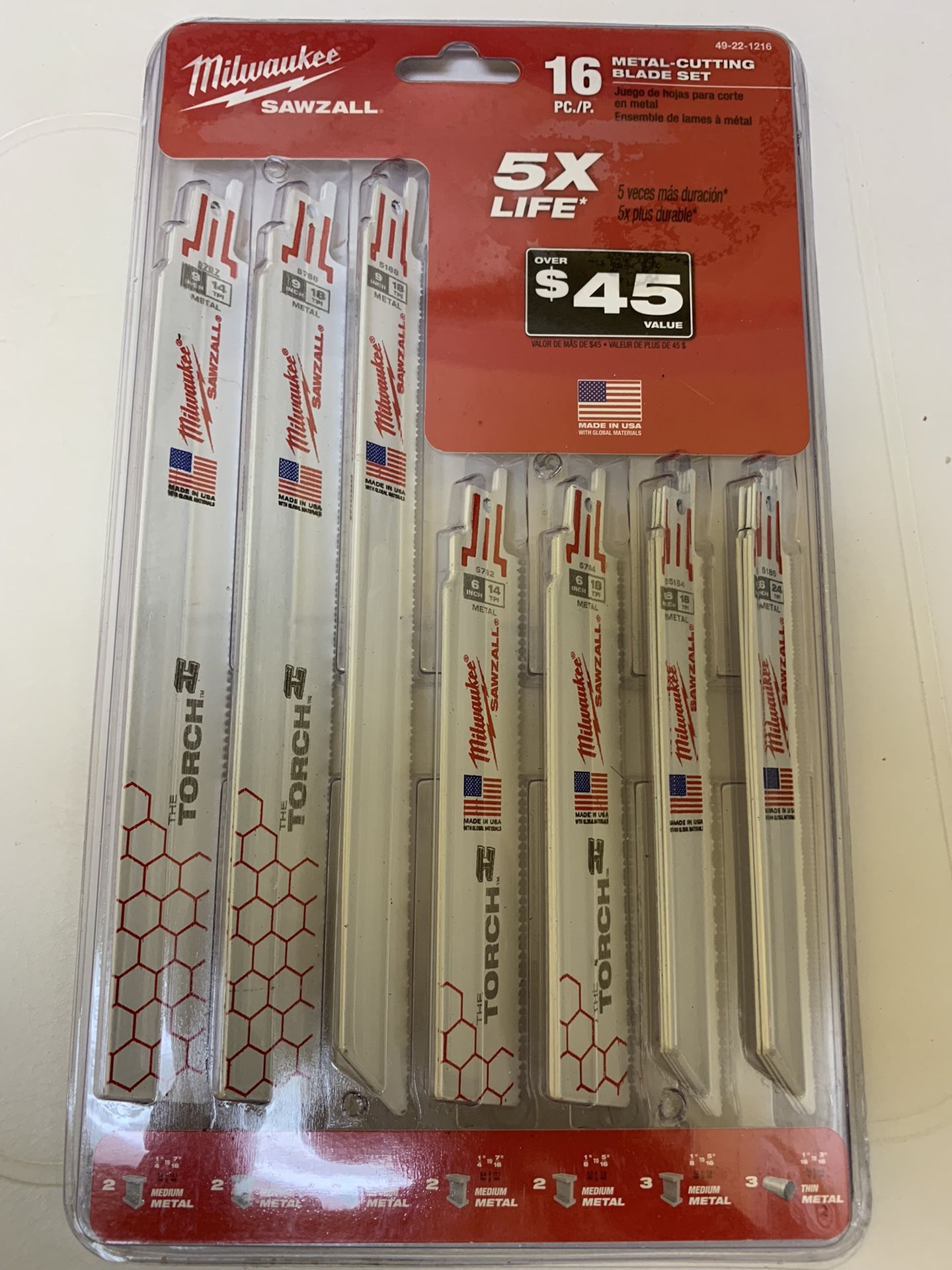 Milwaukee SAWZALL Metal Cutting Bi-Metal Reciprocating Blade Set (16 Piece)