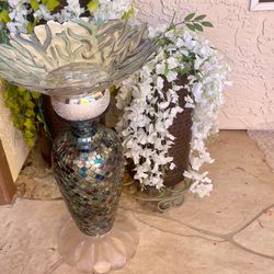 Glass garden Birdbath