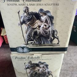 Classic Treasures Porcelain Escape To Egypt Mary Joseph Baby Jesus 11" High