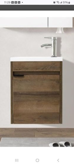  16" Small Bathroom Vanity, Wall Mounted