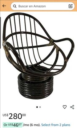 Dark Brown Rattan Swivel Chair