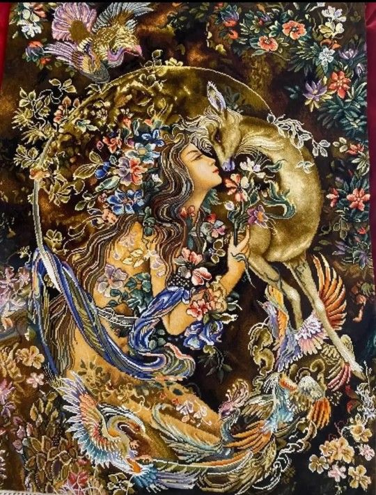 persian handmade silk and wool rug 24" by 32"