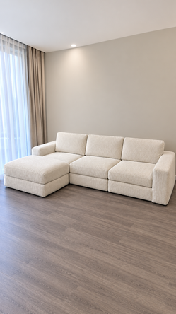 112.47 '' White/ Modular Sectional Cloud Couch with Movable Ottoman, 4 Seat Modern Corduroy Sofa