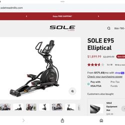 Introducing thenew and upgraded E95"Best Elliptical" award winner. The E95 is packed with advanced features, including a13.3-inch touchscreen display