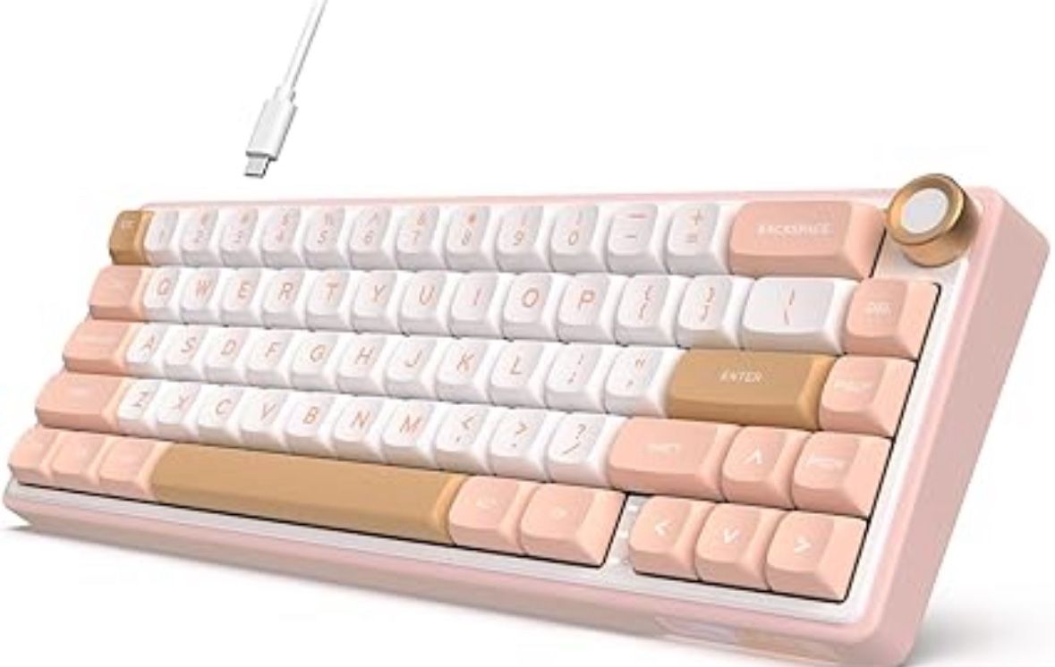 RK ROYAL KLUDGE R65 Wired Mechanical Keyboard with Volume Knob, 60% Percent RGB Backlit Gasket Mount Gaming Keyboard with PBT Keycaps, MDA Profile, QM