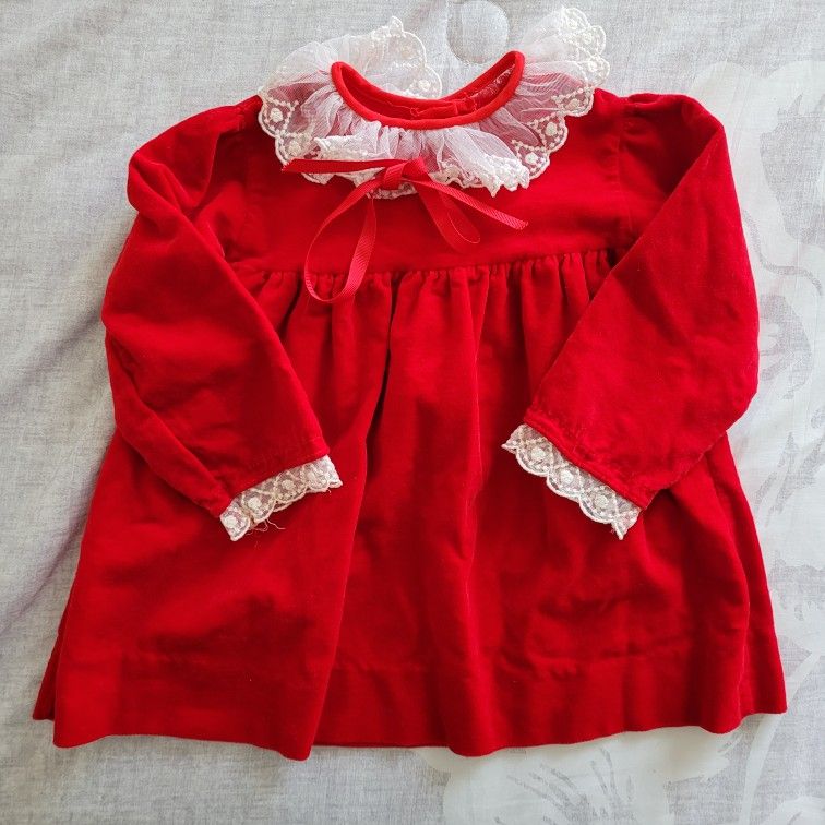 Vintage 100% cotton 24 month baby girl Christmas dress 