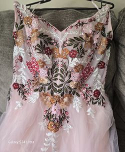 Blush Pink Dress Embroidered / Party / Quince / Prom
