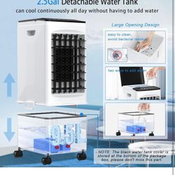 Portable Air Conditioners, 3-IN-1 Evaporative Air Cooler, 2.5 Gal Fast Cooling Portable AC Unit w/Remote & Timer, 3 Speed Quiet Swamp Cooler, Windowle