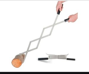 Accordion Style Fire Tongs, Stainless Steel, 42in Heavy Duty