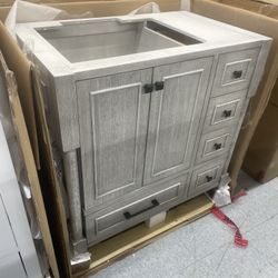 Bathroom vanity cabinet 36” solid mango Quartz top with sink and backsplash 