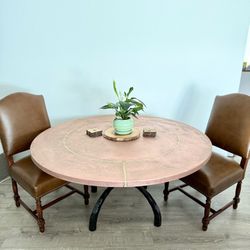 Hammered Copper 70inch Dining Room Table And Chairs