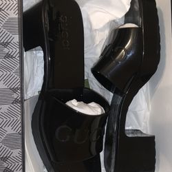 Gucci Rubber Slides ,black,size 10