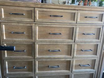 Living spaces chest dresser and two night stands with usb ports
