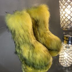 Yellow Faux Fur Custom Boots Sizes 6,7.5,8,9 (message Your True Size To Order) 