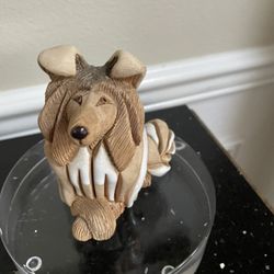 Rinconada VTG Artesania Hand-Carved Collie Dog Figurine