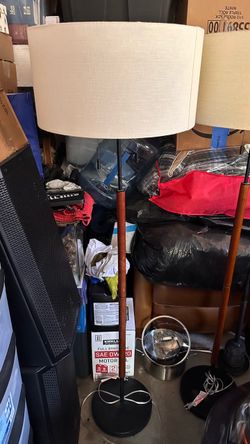 Pair of Floor Lamps with Drum Shades