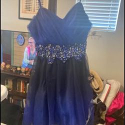Blue/Black Glitter Homecoming Dress