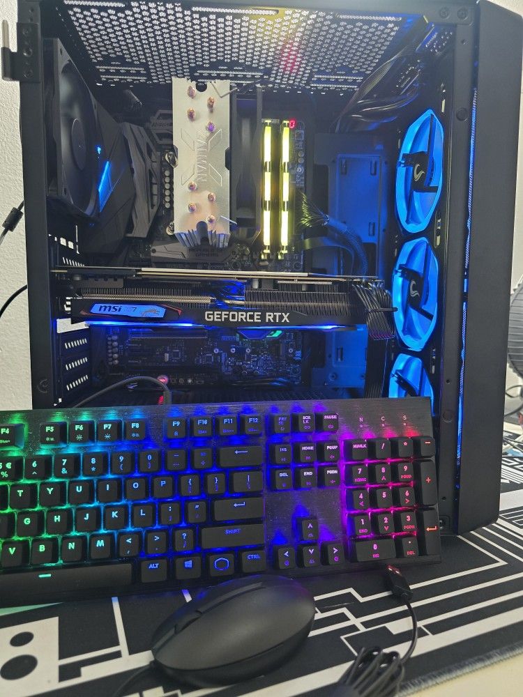 Gaming pc desktop computer intel i7-8700k, rtx 2070 super, 16 gb ram, nvme, wifi, keyboard and mouse
