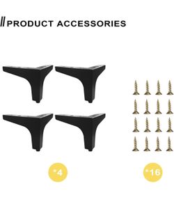 Brand New Metal Furniture / Sofa / Cabinet Legs 4 Inch Triangle Feet Replacement Dresser Legs Set of 4