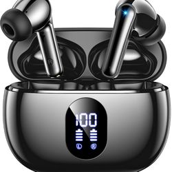 Wireless Earbuds, Bluetooth Ear Buds with Big Bass Stereo Sound, 48 Hours Playtime, Lightweight in-Ear Fit Earphones, IPX7, Hands-Free Calls with AI f