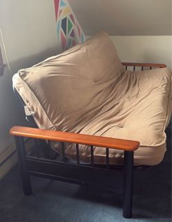 Futon Sofa Bed with Wood Armrests
