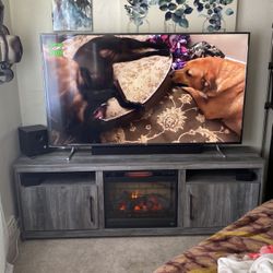 85” Pixel Tv With Alexa Setup And 96” Entertainment Fireplace Stand 