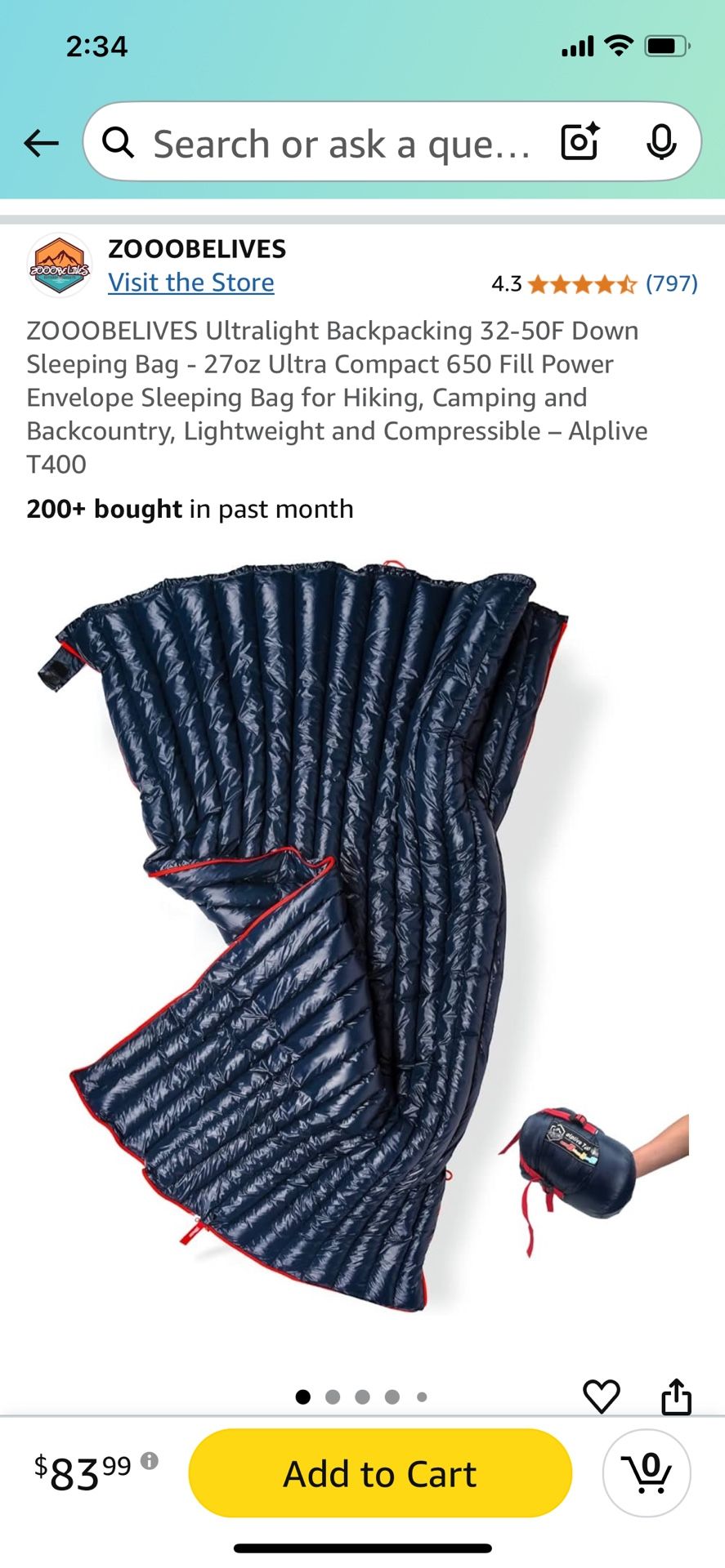 ZOOOBELIVES Down Sleeping Bag