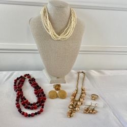 Multi Strand Pearl Necklace - Guess Brand Statement Ring - Earring & Necklace Set - Citrine Ring size 9, Plus More!