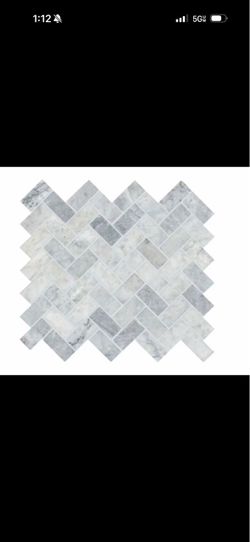 MSI Capri Blue Herringbone Marble Mesh-Mounted Floor & Wall Mosaic Tile, 9 sq ft