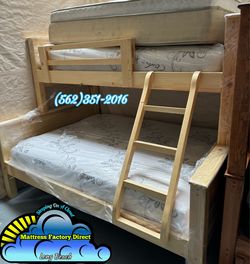 Twin full natural bunk bed with mattresses colchones nuevos