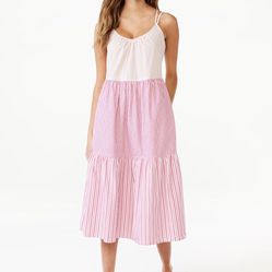 New Pink Striped Maxi Dress 