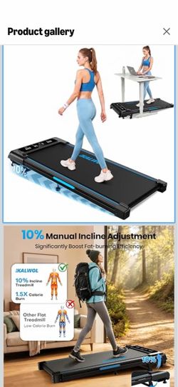 Walking Pad Treadmill with 10% Incline，Walking Pad Under Desk Up to 6.2MPH，4-in-1 Treadmills for Home with Full Screen LED Display，2.75HP Brushless Dr