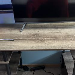 Wood desk with shelf TV not included