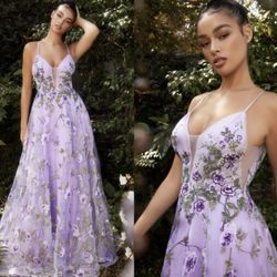 New With Tags Lisianthus Printed Organza A-Line Long Formal Dress & Prom Dress $219