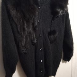 Vtg Faux Mini Sweater Jacket