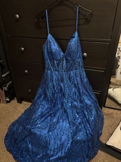 size 11- Royal Blue Sequin Formal Prom Gown