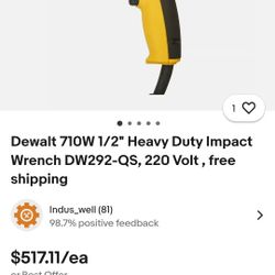 Dewalt impact gun half inch retails For 500