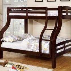 Brand New Espresso Twin Over Full Bunk Bed 