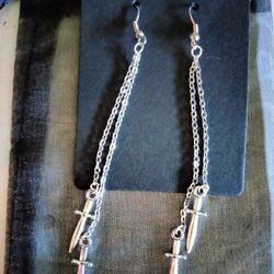 Dangling Knife Earrings Hand Made