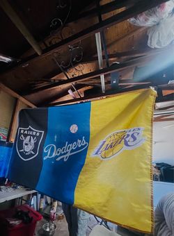 LA dodgers Raiders & Lakers Flag Poster