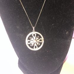 18” Diamond Snowflake Necklace 925 Sterling Silver 