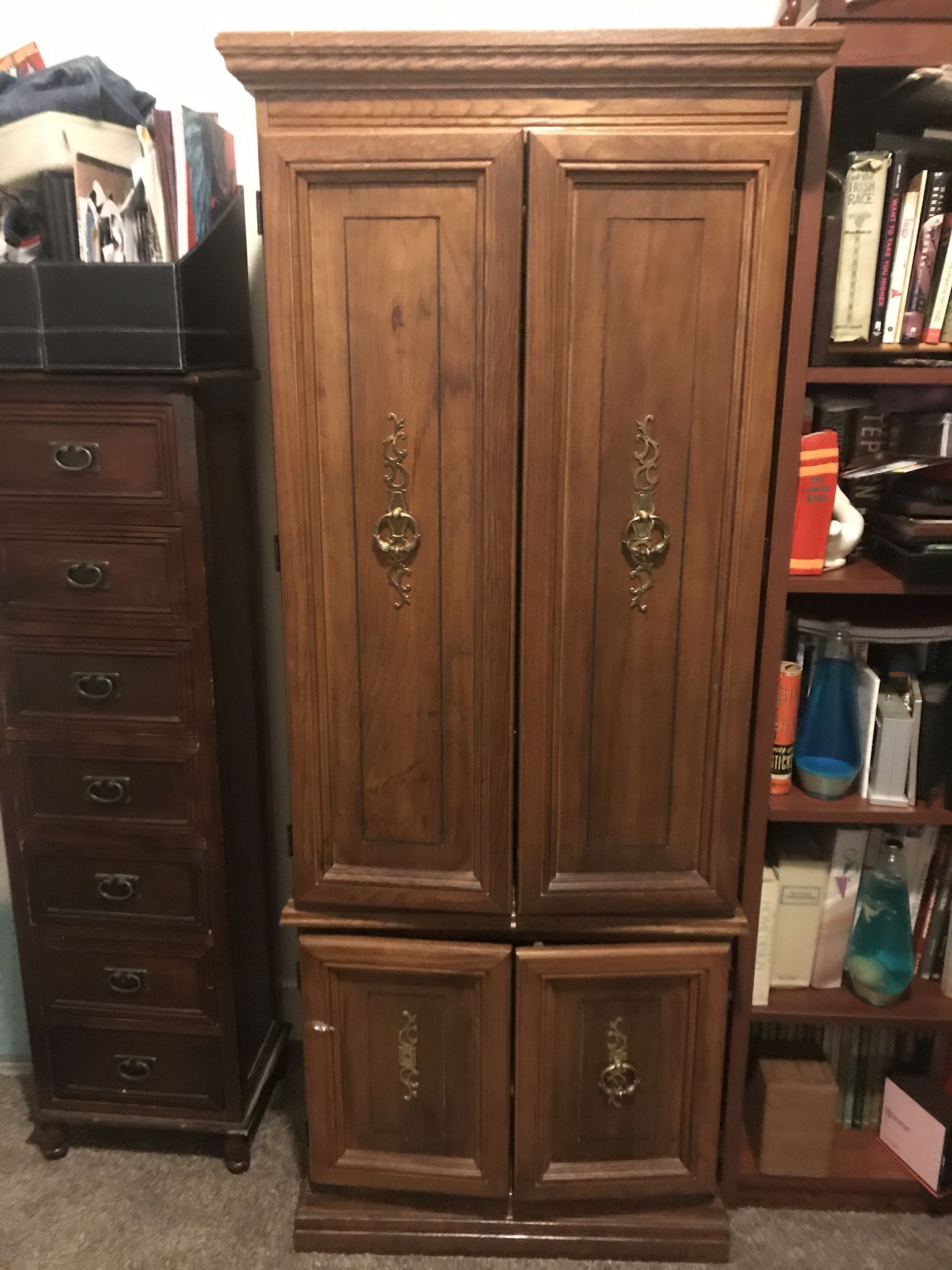 Vintage Tall All In One Sewing Cabinet